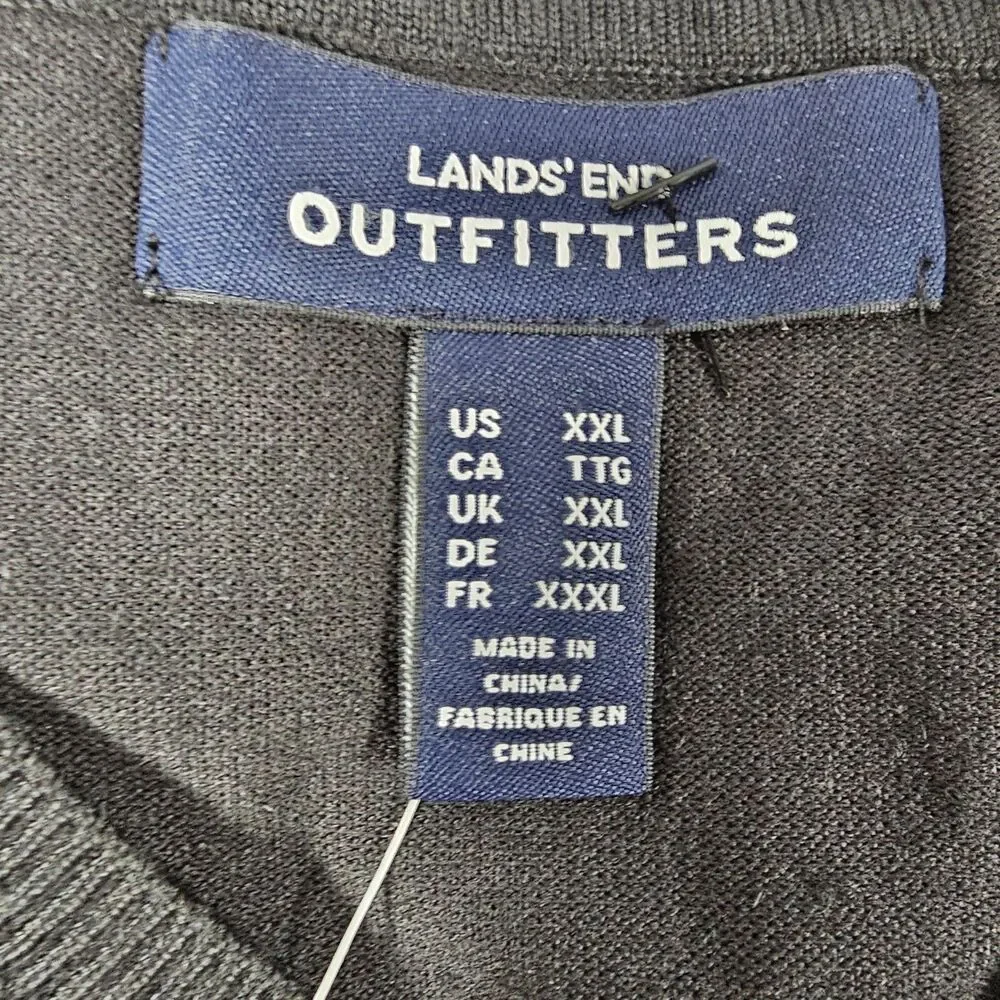 Lands End Preppy Black V Neck Sweater Vest Men Size XXL Tall  Office Smart NEW
